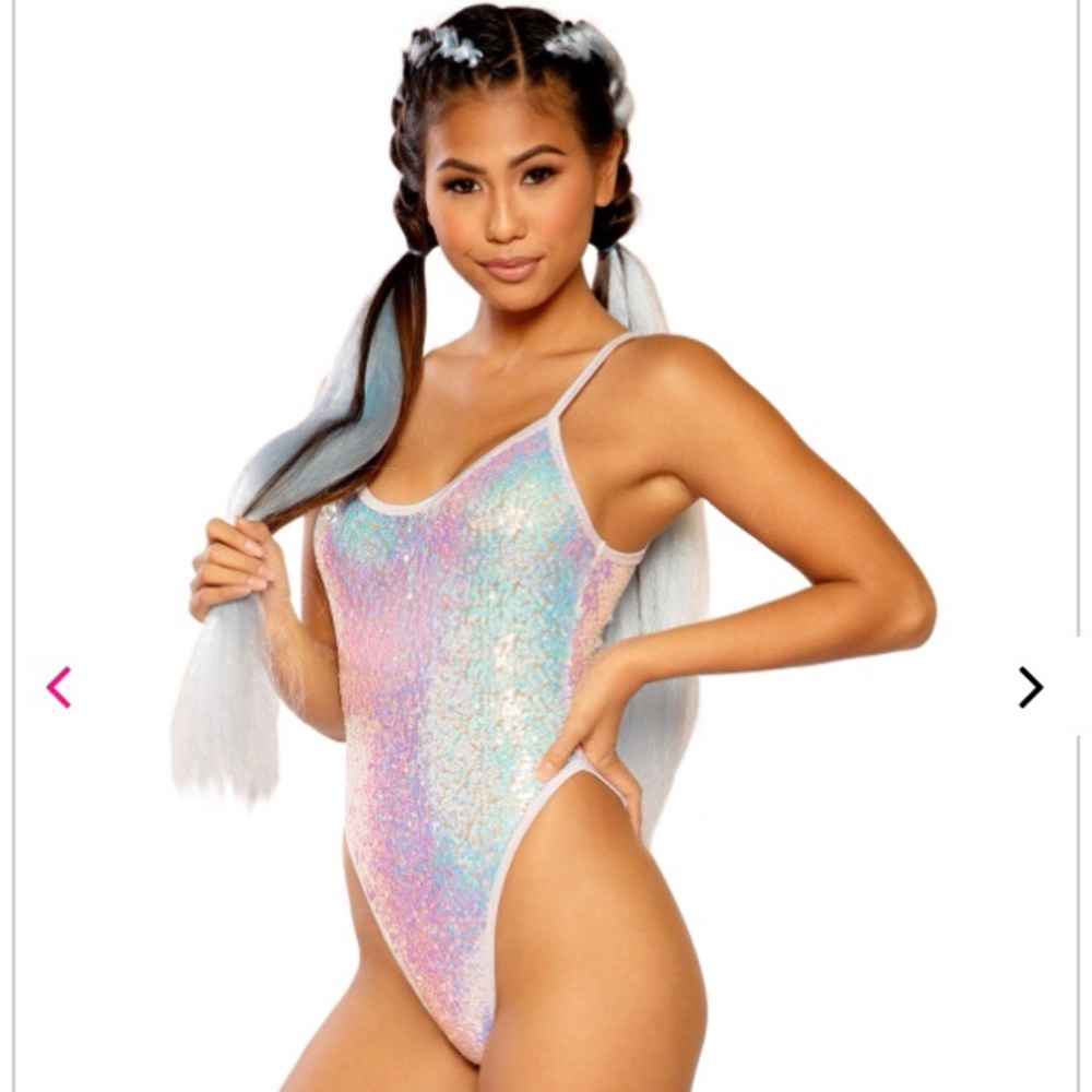 Blue/pink sequin iridescent bodysuit BRAND NEW!